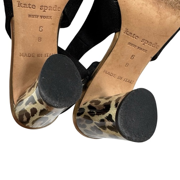 kate spade Italian Slingback Fabric Open Toe Sandal Shoe Leopard Heel Size 6 - Picture 7 of 12